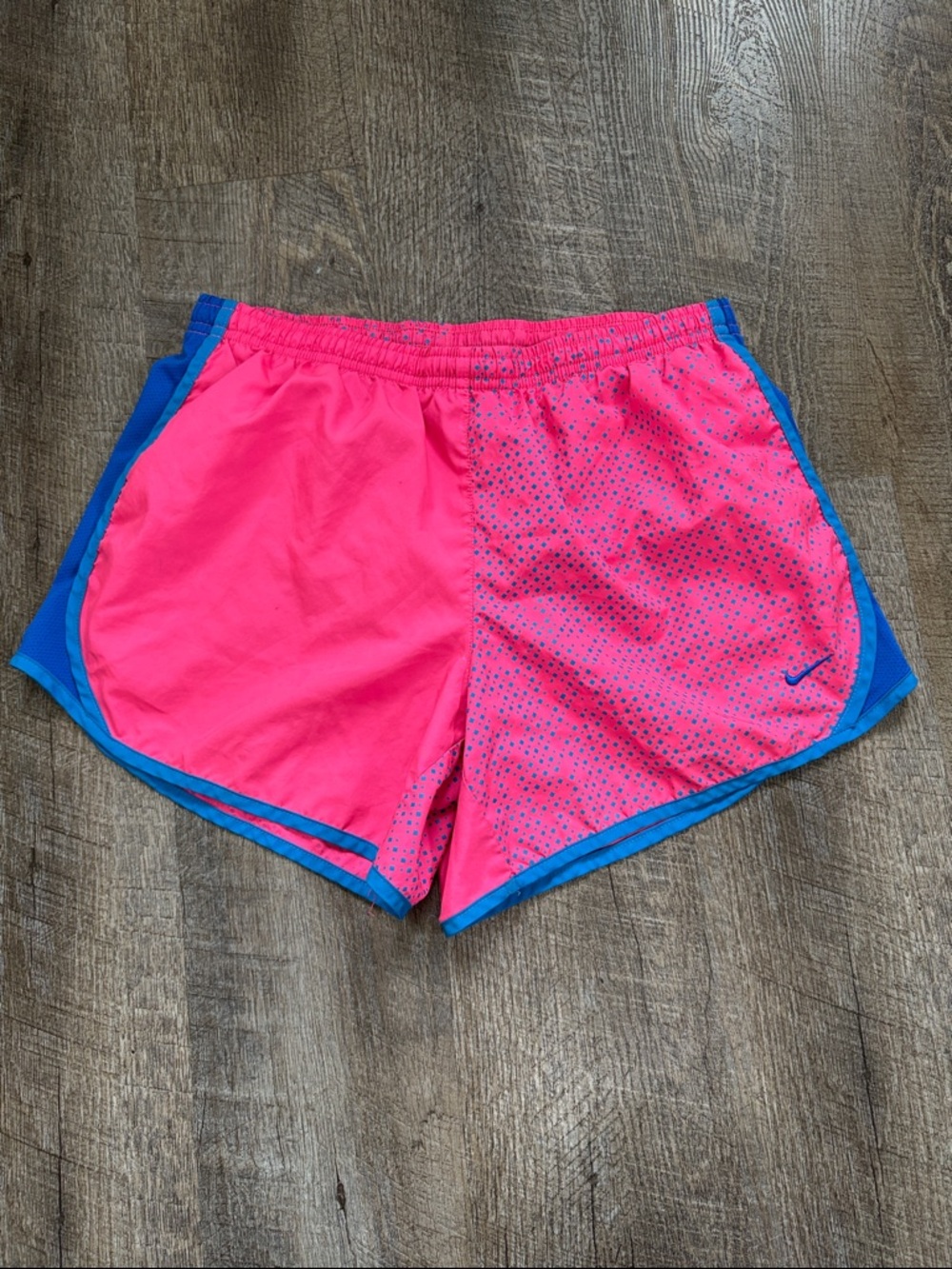Nike Women's Hot Pink Athletic Shorts with Blue Trim